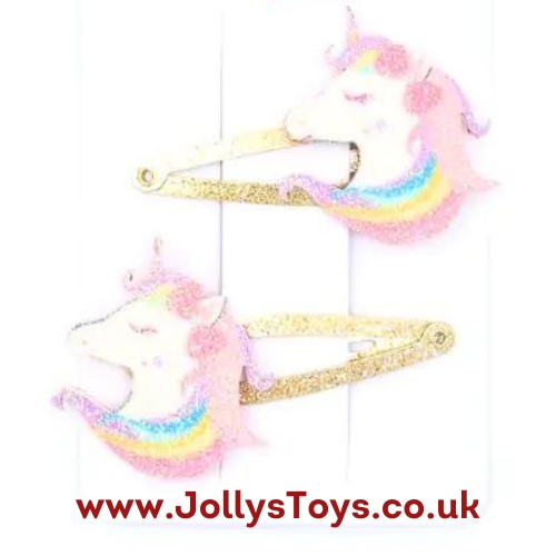 Glittery Character Snap Hair Clips, 2s